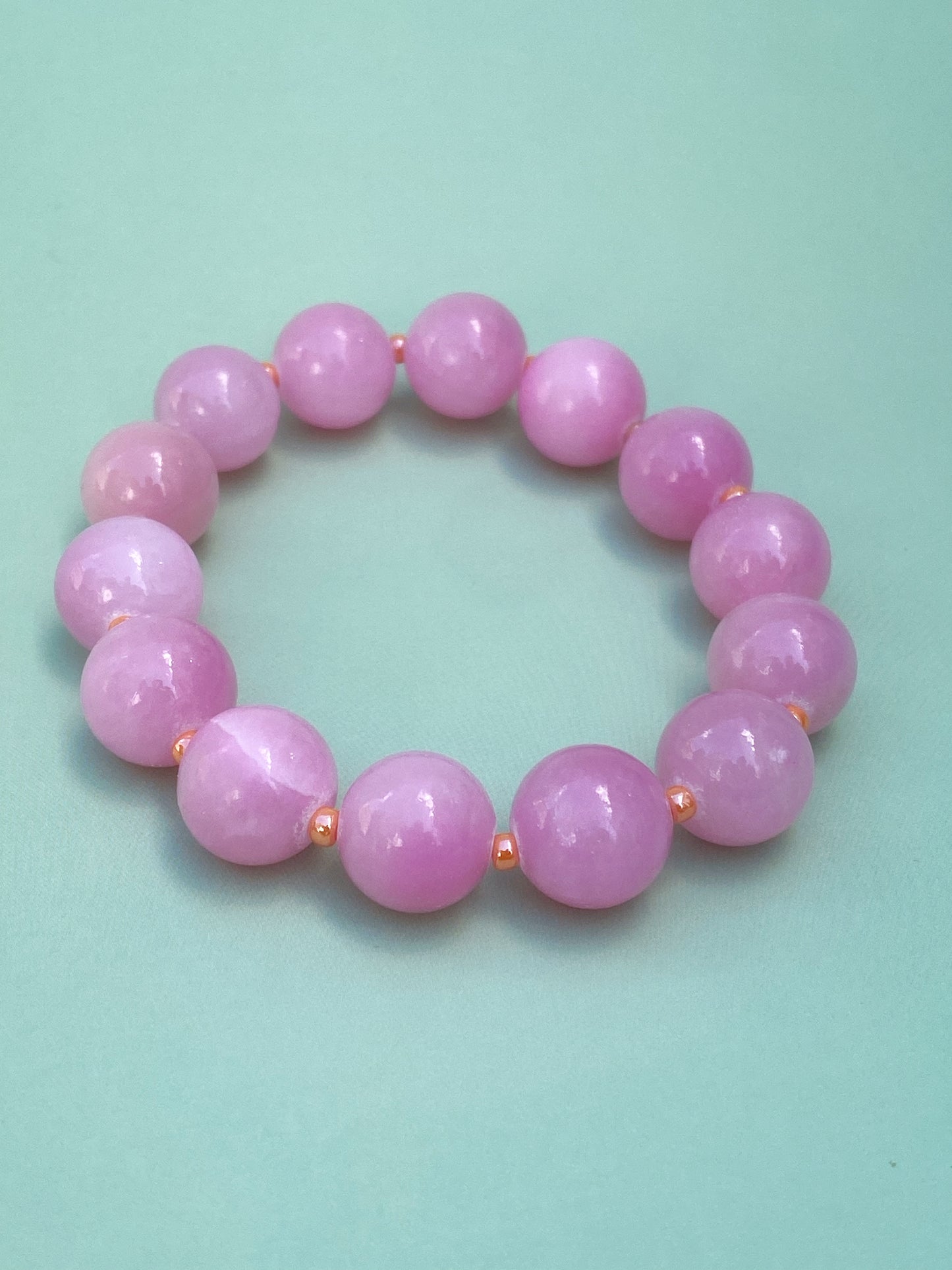 Jadearmbånd rosa m/oransje