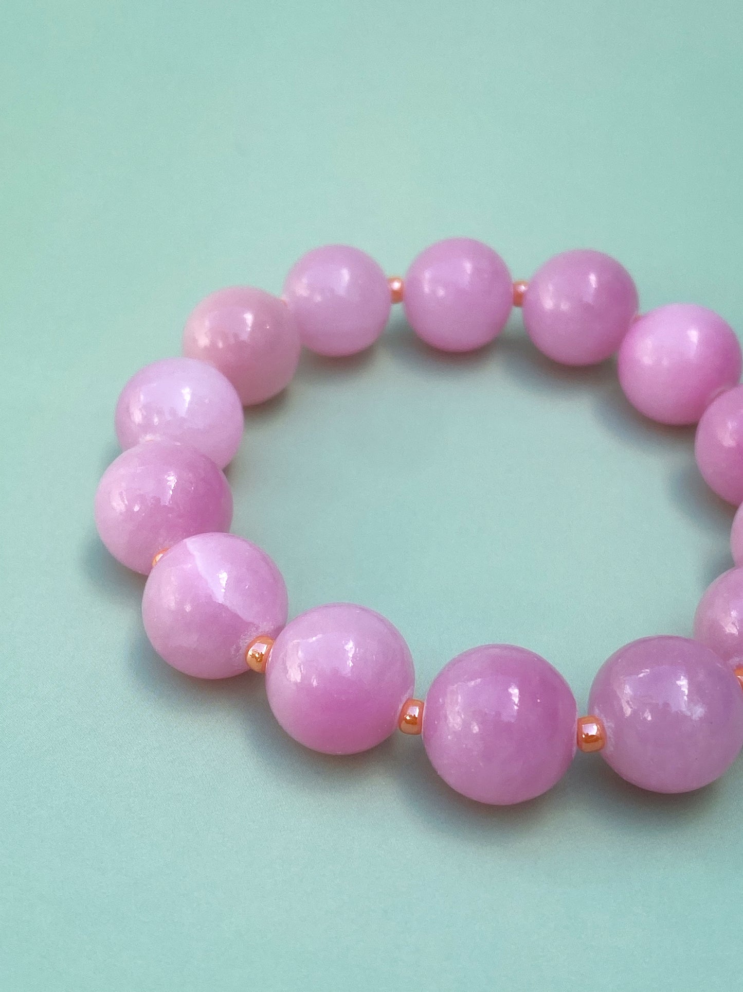 Jadearmbånd rosa m/oransje