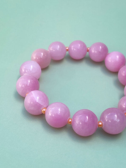 Jadearmbånd rosa m/oransje