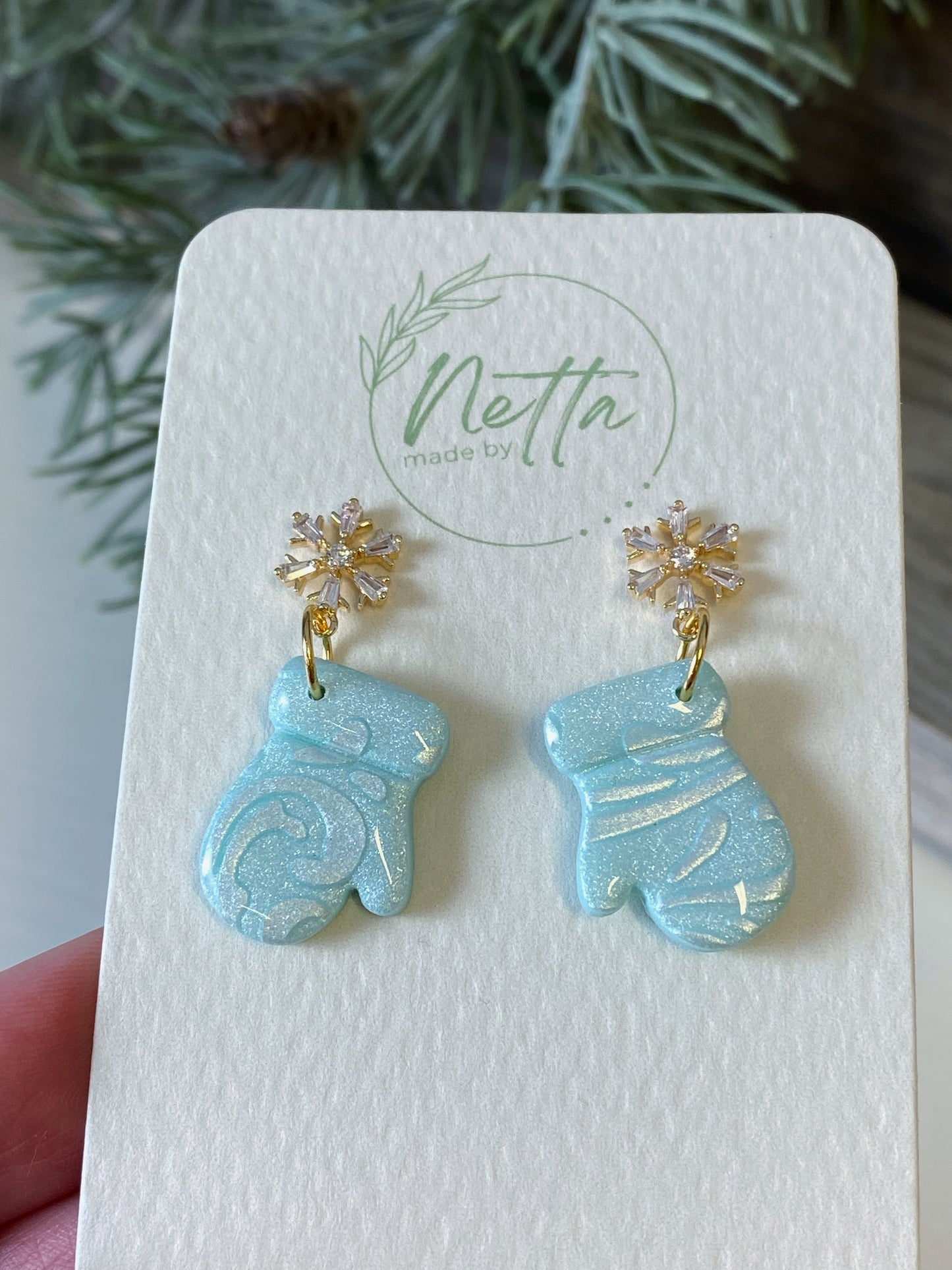 Blå votter glitrende mønster